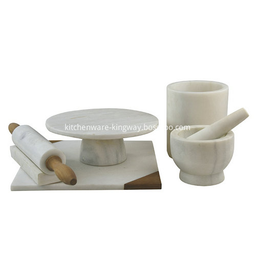 White Marble Kitchenware Set
