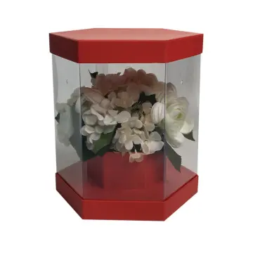 Hexagonal plastic clear valentine flower box
