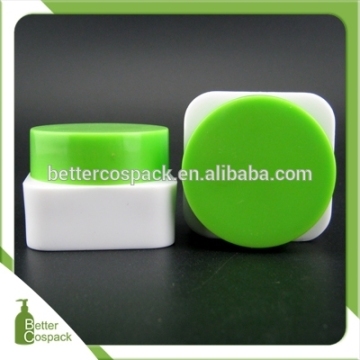 custom color 20g empty plastic square jar green color cap white PS cosmetic jar