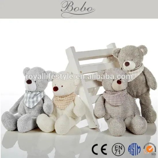 9.84"H fuzzy plush teddy bear toys with optional scarf