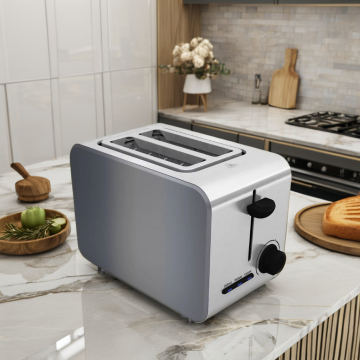 Stainless Steel 2 Slice Toaster with 6 Temperature Settings, 800W