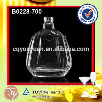 Flat Shaped Super Flint Glass Empty Brandy Bottle 70CL