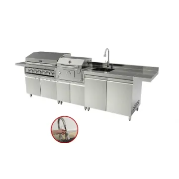Modern Outdoor Charcoal Grill Built-in Gas Grill Sink and Fridge Kitchen Cabinets