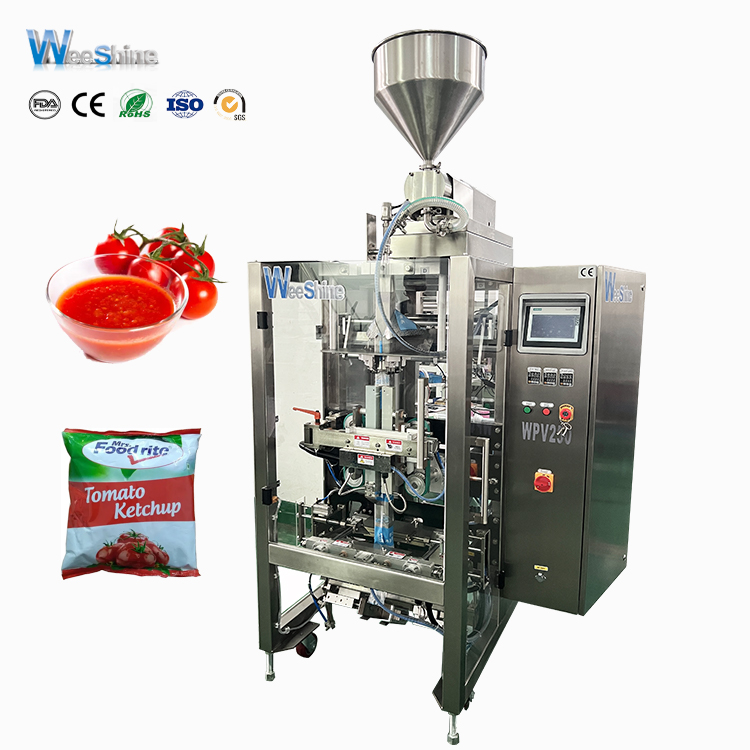 Vertikal otomatis 500ml 2000ml mesin pengemasan cairan pasta tomat