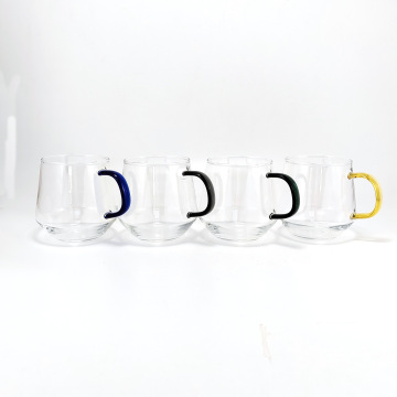 Estilo moderno de 400 ml de té de vidrio de 4 con manijas coloridas