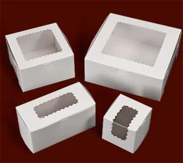 Cardboard cake boxes with windows