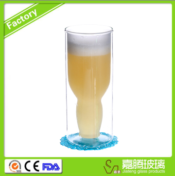 New Product Handmade Borosilicate Double Wall Beer Glass