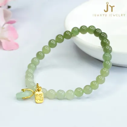 Wholesale High-Quality Hetian Jade Pearl Fengshui Crystal Beaded Bracelets for Women in Chinese Style