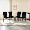 Silla de comedor duradera con respaldo alto de terciopelo negro