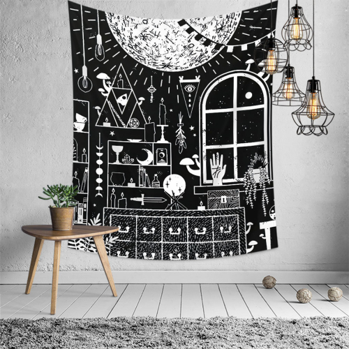 Hippie Psychedelic Carpet Wall Hanging Tapestry Moon Ouija Skull Night Sky Dorm Home Decor Wall Tapestries Mandala India Blanket