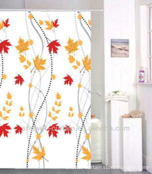 polyester leaf printd shower curtain