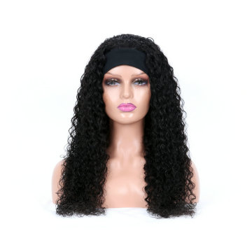 Kinky Curly Bundles with Headband Half Wig, human hair Wigs With Headband Attached