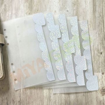Holographic Glitter Vellum Paper Laminated Transparent Planner Tab Dividers