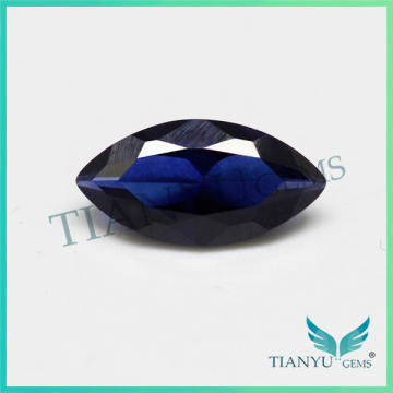 European machine cutting 34# synthetic corundum marquise fake blue sapphire rings