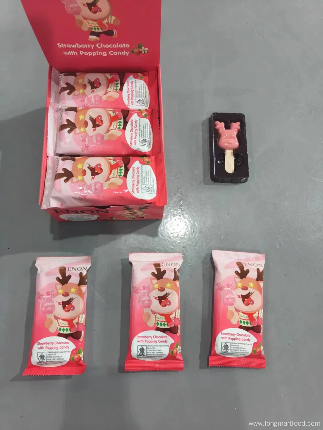 Strawberry Elk Lollipop with Popping Candy