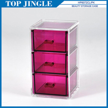 Trendy Pink Standing Three Drawer Storage Case