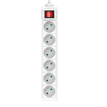 6-Way French Type Master Switch Power Strip and Extension Socket