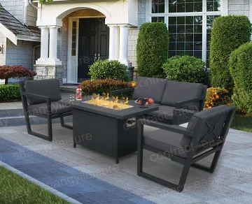 Outdoor Leisure Rattan Sofa Set with Fire Pit Table