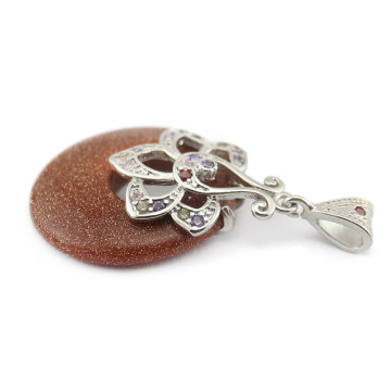 Agate Donut Pendant Circle Stone Pendant Jasper Crystal Pendant with diamond zircon flower Gemstones Beads Healing Crystals