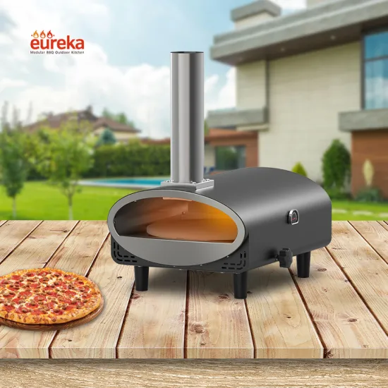 Rotary Stone Cooker 12-Inch Stainless Steel Gas Pellet Wood Pizza Oven for Outdoor Dining