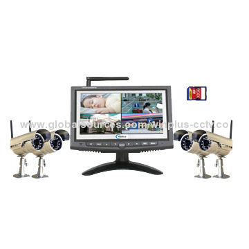 Wireless Security System/7-inch H.264 Digital Wireless LCD Monitor with SD Card and Quad Function