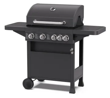 4-Burners Propane Gas Grill with Side Burner and Cast Iron Grates