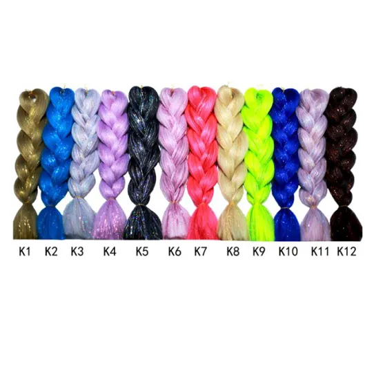 Beautiful Braiding Hair with Tinsel 24 inch Jumbo Synthetic Hair Extension Crochet Shiny Hair Attachment