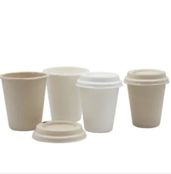 Tazas de café de pulpa de caña de azúcar biodegradables desechables 8 oz 12oz 16 oz con tapa