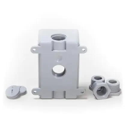 Single-Gang Weatherproof Gray Threaded Outlets Hubbell-Bell PSB37550GY 1-Gang Gray Non-Metallic Weatherproof Box