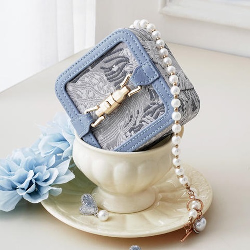 Jacquard Portable PU Leather Organizer Case With Lock