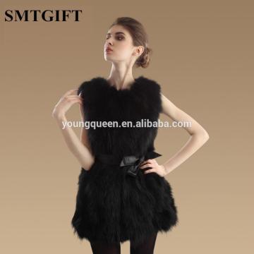 FA11 leather vest 2016 new slim raccoon fur vest long section of with a belt