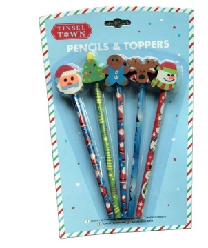 Colorful Christmas Pencil with Topper Eraser – Cheap Erasers