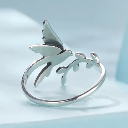 Fashion S925 Sterling Silver Kingfisher Adjustable Rings for Women - Birthday & Valentine's Day Gift