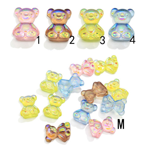 3D AB Colorful Gummy Bear Resin Cabochon Flatback Animal Bright Bear Charms for DIY Home Craft Earring Pendants Jewelry Making