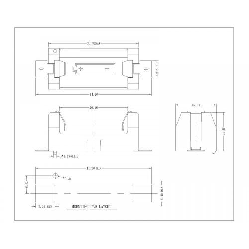 Bộ giữ pin AA đơn SMT