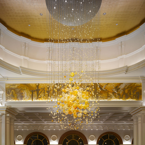 Luxury yellow ball glass led chandelier pendant lamp