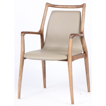 Nordic Style Solid Wood Dining Chairs Room Furniture Restaurant En PU Leather Chair