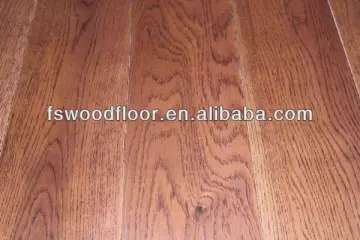 red stained hand scraped oak hardwood flooring