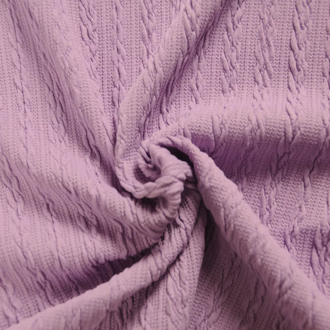 ขายด่วนผ้าสแปนเด็กซ์โพลีเอสเตอร์ที่เป็นของแข็งลายโซ่ผ้าถัก Jacquard สำหรับตัดเย็บเสื้อผ้า