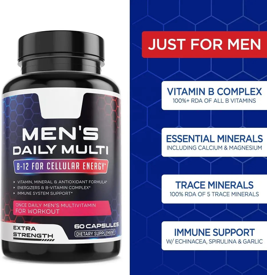 OEM/ODM Men Multivitamin Supplement Vitamin Health Support Energy Enhance Multivitamin Capsules for Men