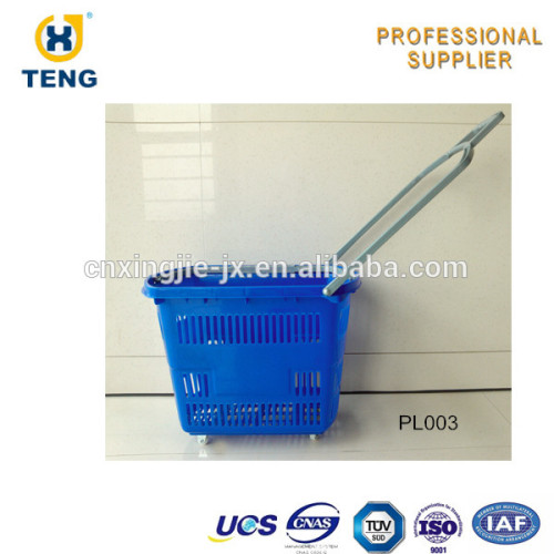 High Quality Plastic Rolling Carry Shopping Basket