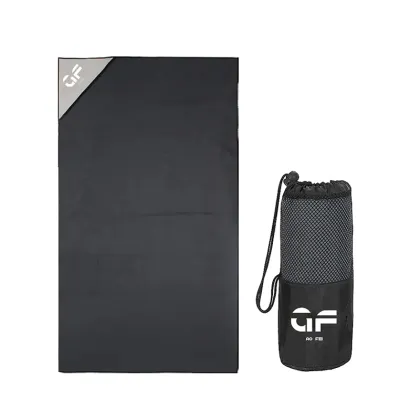 Manufacturer Promotional Black Embroidery 80x160cm Microfiber Sports Towels