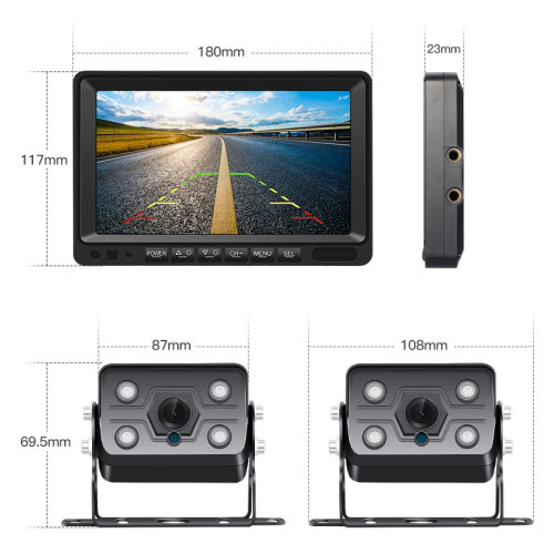 Direct OEM ODM AHD IPS 7" Wired Backup Camera Monitor with 1080P Rearview Camera Kit for Rv/Truck/Bus/Commercial Vehicles