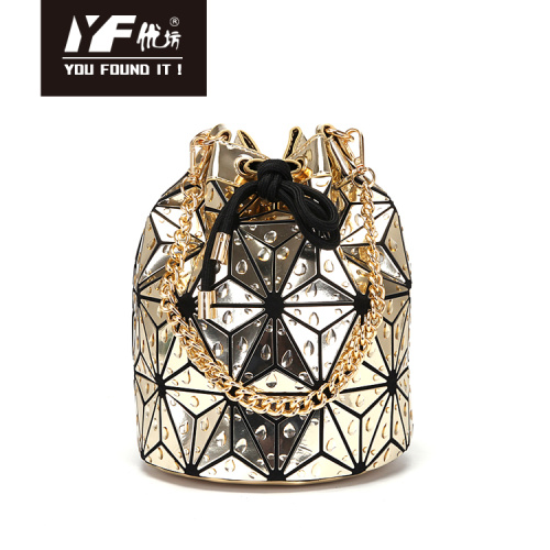 PU Shoulder Bag Geometric waterdrop PU leather shopping bags custom women chain bucket bag shoulder bag Supplier