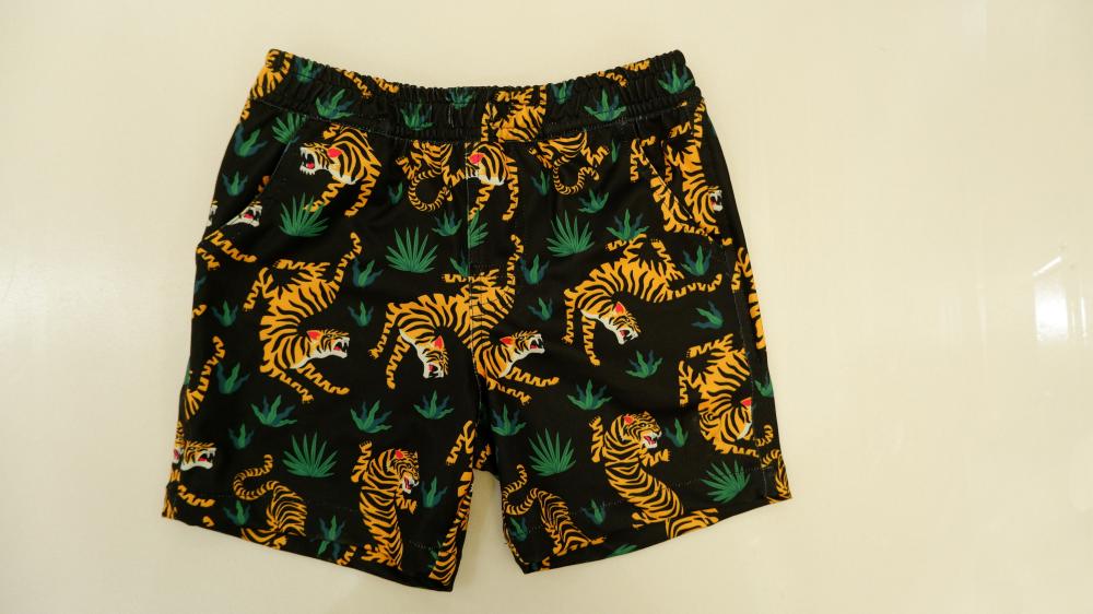 Tiger print beach shorts for boys