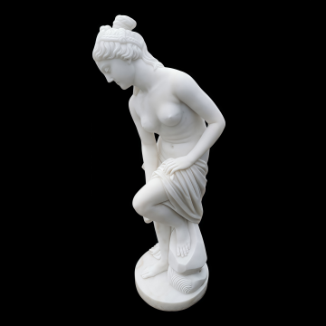 Elegant White Marble Nude Female Statue