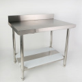 Mesa de trabajo de preparación de cocina de acero inoxidable con estante de 2 niveles