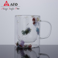 Tasses en verre à double fleur sèche borosilicate