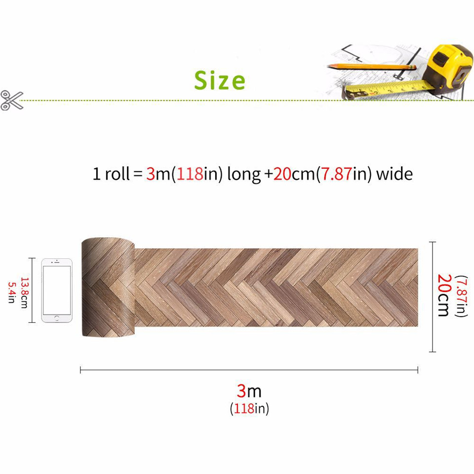 Wood Grain Floor Stickers PVC DIY Self-adhesive Non-slip Wallpaper Living Room Kitchen Poster Art Mural Decals Home Decoration