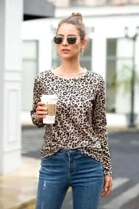 Hot Sale Leopard Print Women's Long-sleeved T-shirt